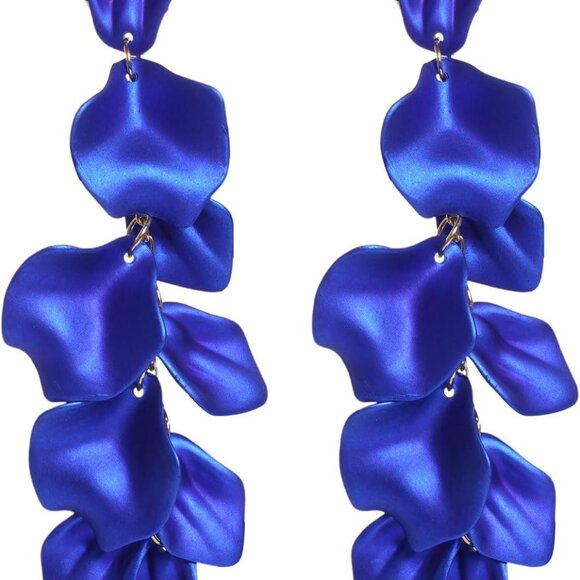 Jewelry - 1 Pair of Long Acrylic Rose Petal Dangle Earrings Rose Flower Earrings Drop Stat
